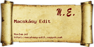 Macskásy Edit névjegykártya